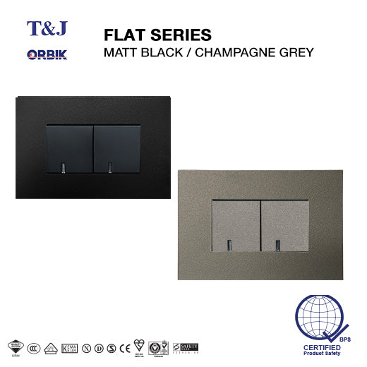 T&J Flat Series Switch And Plate 2 Gang