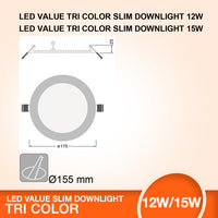 LEDVANCE LEDVALUE TRI COLOR SLIM DOWNLIGHT 12W