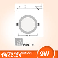 LEDVANCE LEDVALUE TRI COLOR SLIM DOWNLIGHT 9W