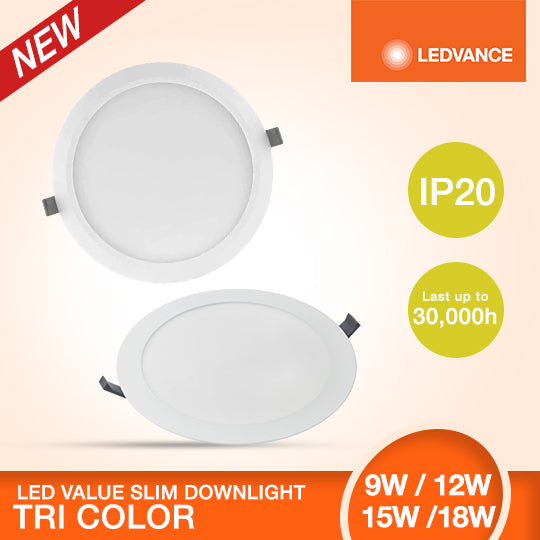 LEDVANCE LEDVALUE TRI COLOR SLIM DOWNLIGHT 12W