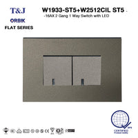 T&J Flat Series Switch And Plate 2 Gang