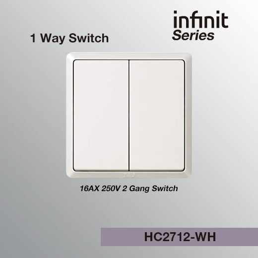 T&J INFINIT HC2712 2 Gang 1 Way Switch