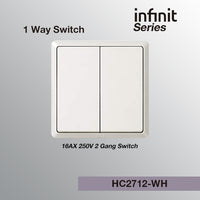 T&J INFINIT HC2712 2 Gang 1 Way Switch