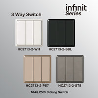T&J INFINIT HC2713 16AX 250V 3 Gang 3 Way Switch