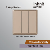 T&J INFINIT HC2713 16AX 250V 3 Gang 3 Way Switch