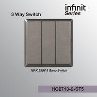 T&J INFINIT HC2713 16AX 250V 3 Gang 3 Way Switch