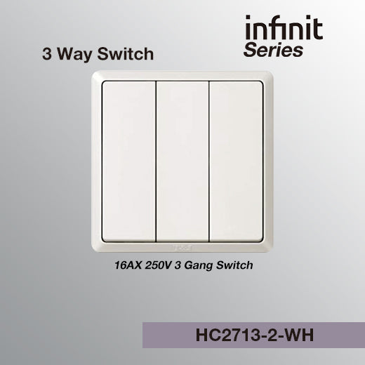 T&J INFINIT HC2713 16AX 250V 3 Gang 3 Way Switch