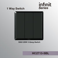 T&J INFINIT HC2713 16AX 250V 3 Gang 1 Way Switch