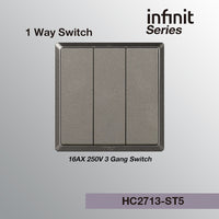 T&J INFINIT HC2713 16AX 250V 3 Gang 1 Way Switch