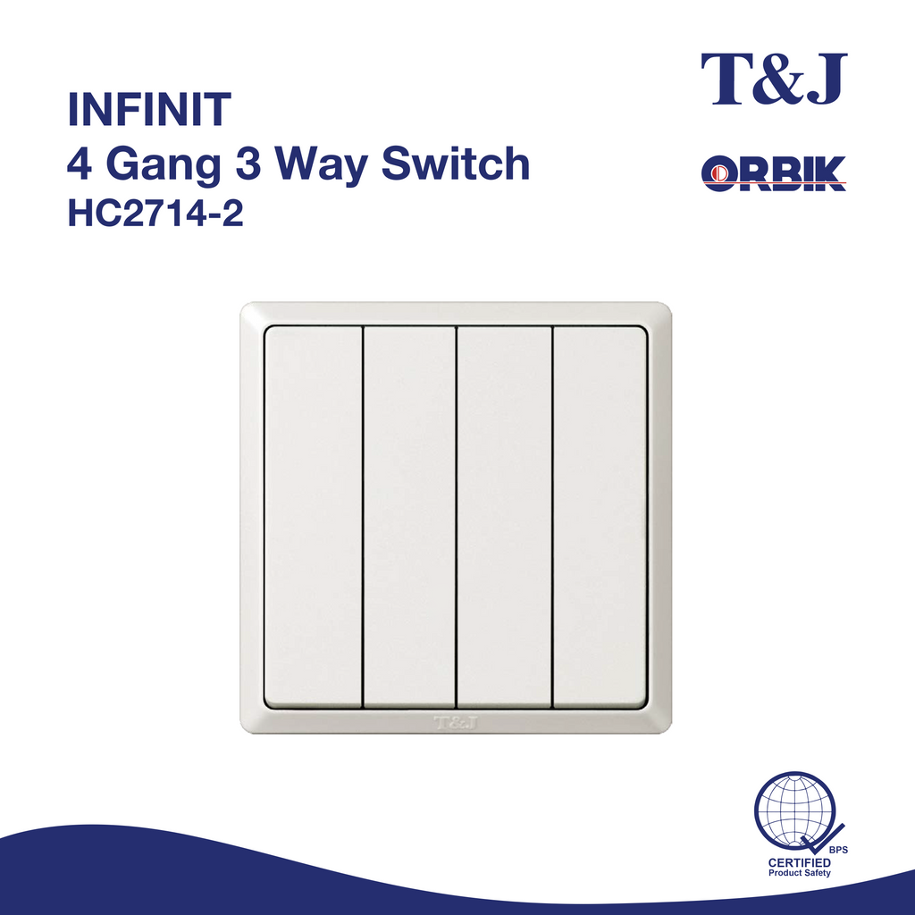 T&J INFINIT HC2714-2 16AX 250V 4 Gang 3 Way Switch