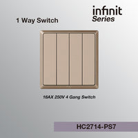 T&J INFINIT HC2714 16AX 250V 4 Gang 1 Way Switch