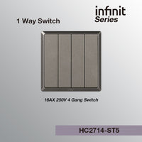 T&J INFINIT HC2714 16AX 250V 4 Gang 1 Way Switch