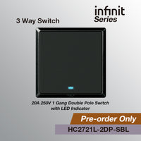 T&J INFINIT HC2721L-2DP 1 Gang Double Pole 3 Way Switch w/ LED Indicator