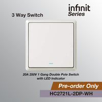 T&J INFINIT HC2721L-2DP 1 Gang Double Pole 3 Way Switch w/ LED Indicator