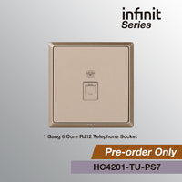 T&J INFINIT HC4201-TU 1 Gang 6 Core RJ12 Telephone Socket