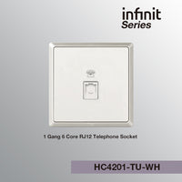 T&J INFINIT HC4201-TU 1 Gang 6 Core RJ12 Telephone Socket