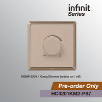 T&J INFINIT HC4201KM2 1000W 230V 1 Gang Dimmer (Rotate ON / OFF)