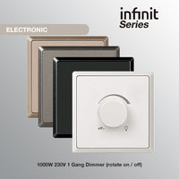 T&J INFINIT HC4201KM2 1000W 230V 1 Gang Dimmer (Rotate ON / OFF)