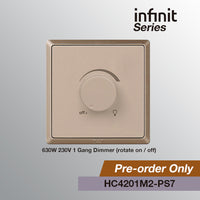 T&J INFINIT HC4201M2 630W 230V 1 Gang Dimmer (Rotate On / Off)