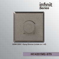 T&J INFINIT HC4201M2 630W 230V 1 Gang Dimmer (Rotate On / Off)