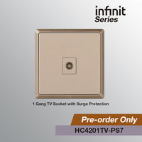 T&J INFINIT HC4201TV-WH 1 Gang TV Socket with Surge Protection