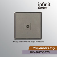 T&J INFINIT HC4201TV-WH 1 Gang TV Socket with Surge Protection