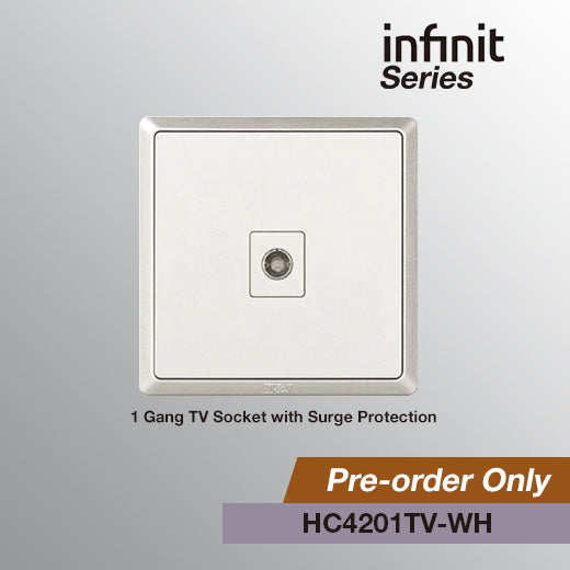 T&J INFINIT HC4201TV-WH 1 Gang TV Socket with Surge Protection