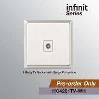 T&J INFINIT HC4201TV-WH 1 Gang TV Socket with Surge Protection