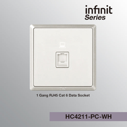 T&J INFINIT HC4211-PC 1 Gang RJ45 Cat 6 Data Socket