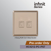 T&J INFINIT HC4212-PC 2 Gang RJ45 Cat 6 Data Socket
