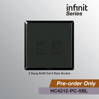 T&J INFINIT HC4212-PC 2 Gang RJ45 Cat 6 Data Socket