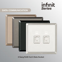 T&J INFINIT HC4212-PC 2 Gang RJ45 Cat 6 Data Socket