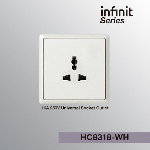 T&J INFINIT HC8318 16A 250V Universal Socket Outlet
