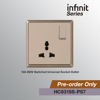 T&J INFINIT HC8318S 16A 250V Switched Universal Socket