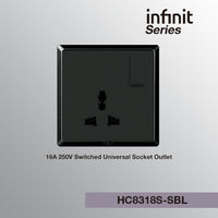 T&J INFINIT HC8318S 16A 250V Switched Universal Socket