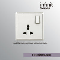T&J INFINIT HC8318S 16A 250V Switched Universal Socket