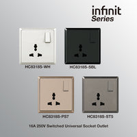 T&J INFINIT HC8318S 16A 250V Switched Universal Socket