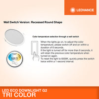 LEDVANCE LED ECO DOWNLIGHT G3 TRI-COLOR 8W