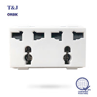T&J Orbik 2 Gang 16A 2-Pin + Earth Universal Socket White | W8318D