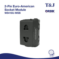 T&J ORBIK 10/16A 250V 2-Pin Euro-American Socket Module Matt Grey | W8416U MSB