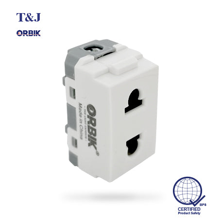 T&J Orbik 10/16A 250V 2-Pin  Euro-American Socket White | W8416U