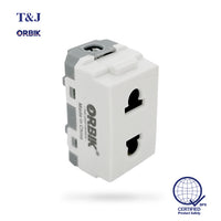 T&J Orbik 10/16A 250V 2-Pin  Euro-American Socket White | W8416U