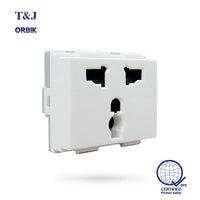 T&J Orbik 16A 2-Pin + Earth Universal Socket Module White | W8318