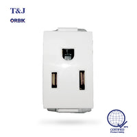 T&J Orbik  16A 250V 2-Pin + Earth  American Socket White | W8316V