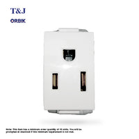 T&J Orbik  16A 250V 2-Pin + Earth  American Socket White | W8316V