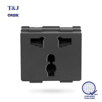 T&J Orbik 16A 2-Pin + Earth Universal Socket Module Matt Black| W8318 SBL