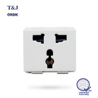 T&J Orbik 16A 2-Pin + Earth Universal Socket Module White | W8318