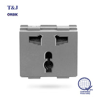 T&J Orbik 16A 2-Pin + Earth  Universal Socket Module Matt Grey | W8318 MSB