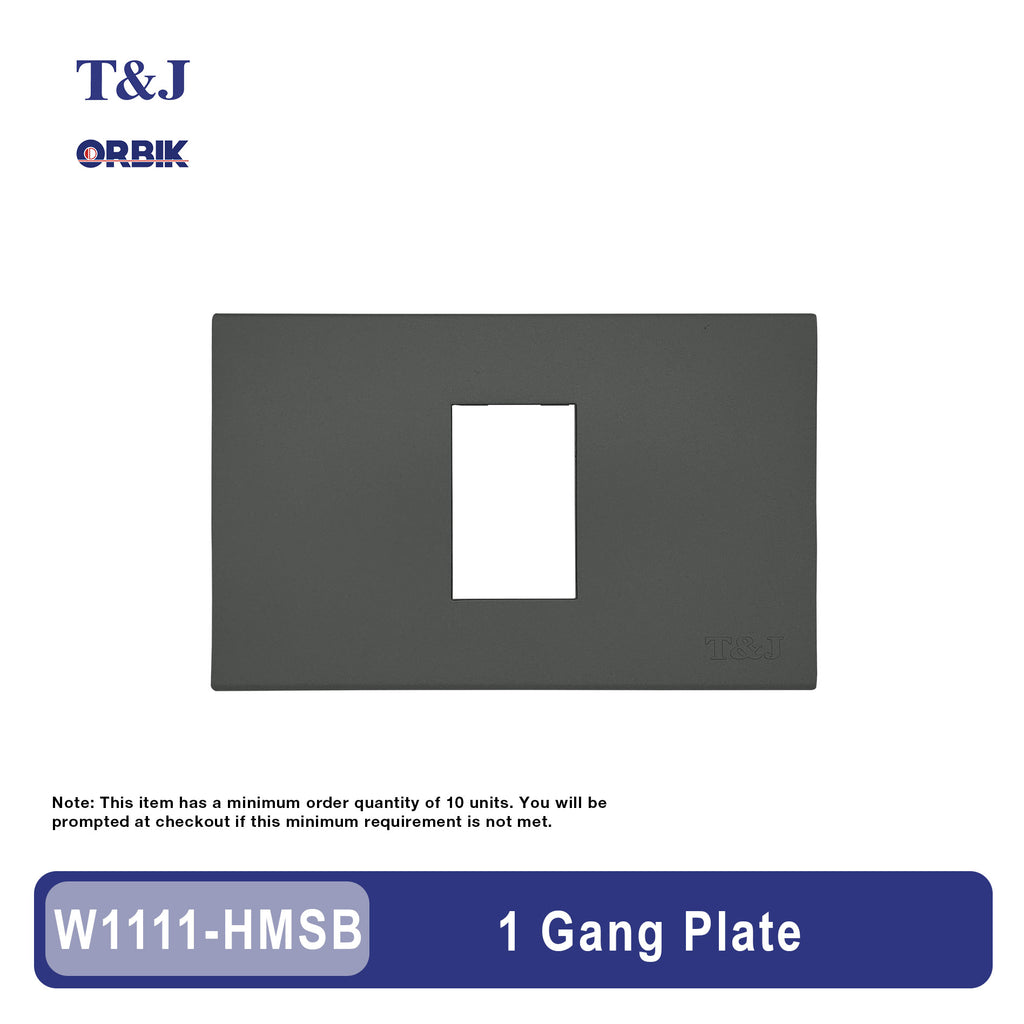T&J Orbik 1 Gang Plate Matt Grey | W1111-HMSB