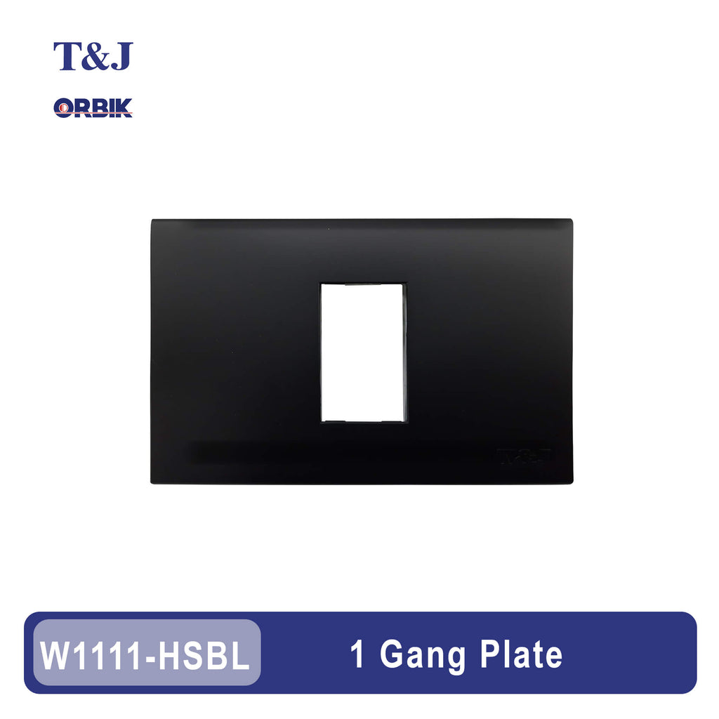 T&J Orbik 1 Gang Plate Matt Black | W1111-HSBL